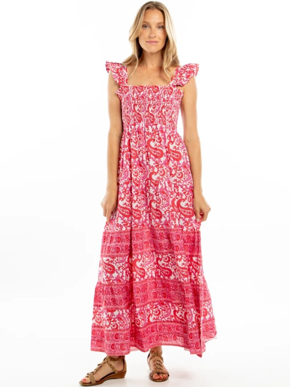 NEW Bindu Julieta Maxi Dress in Pink Paisley Size S
